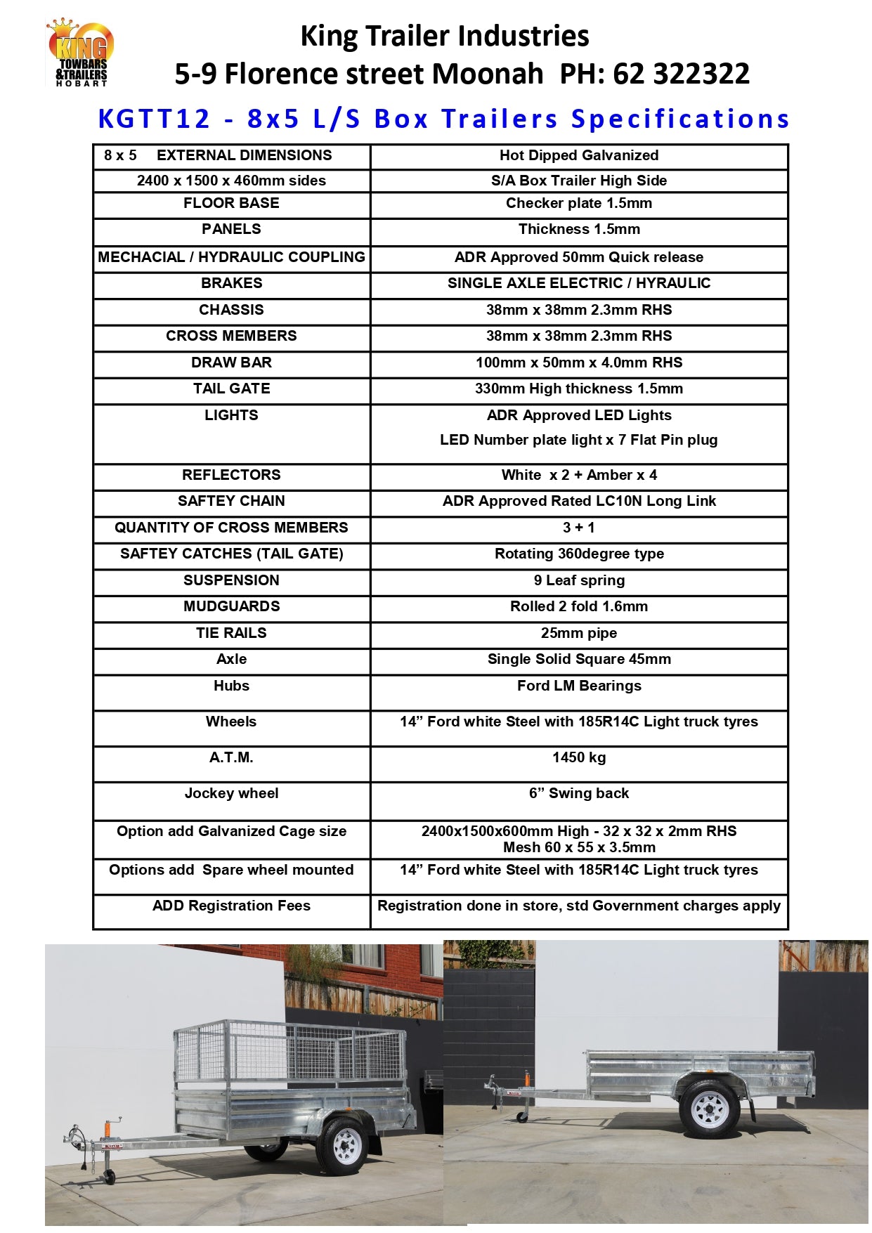 8 ' x 5' x 1'1" Sides ATM 1450KG