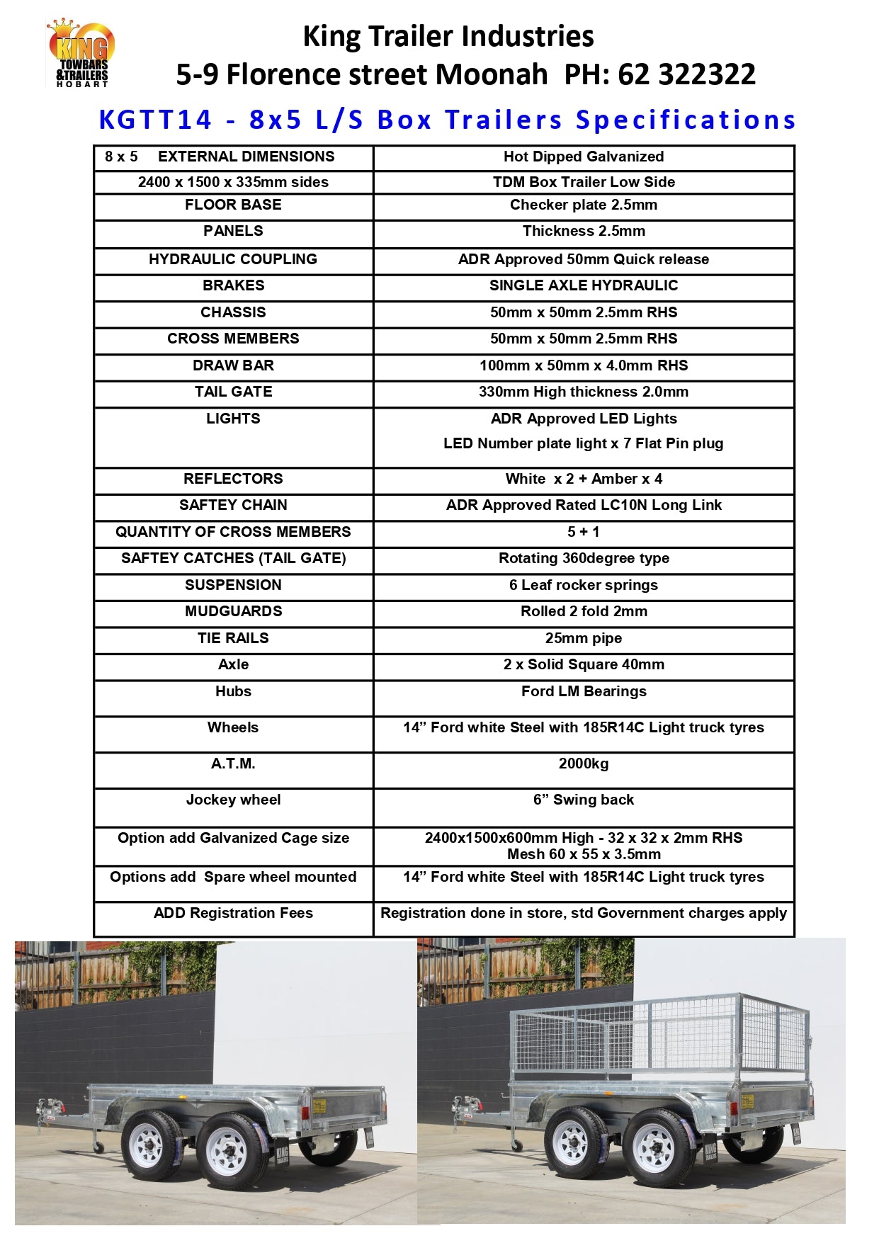 8' x 5' x 1'1" Sides ATM 2000KG