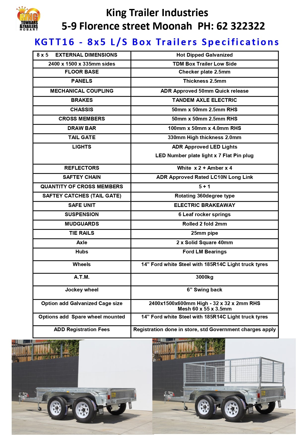 8' x 5' x 1'1" Sides ATM 3000KG