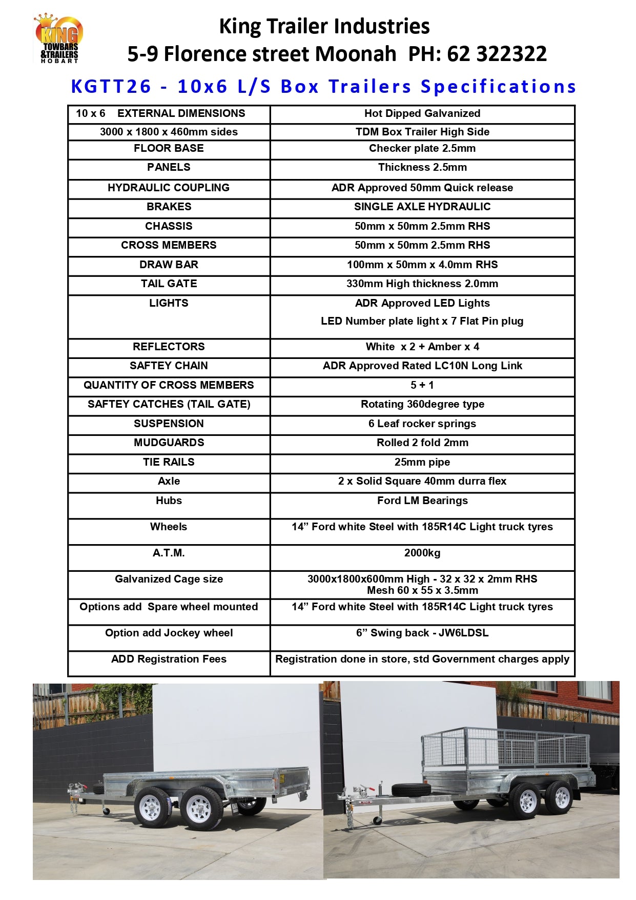 10 'x 6' x 1'1" Sides ATM 2000KG