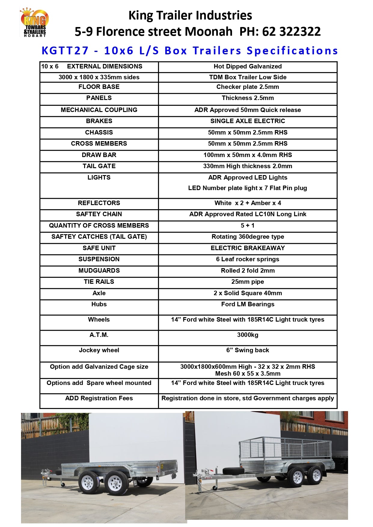 10 'x 6' x 1'1" Sides ATM 3000KG