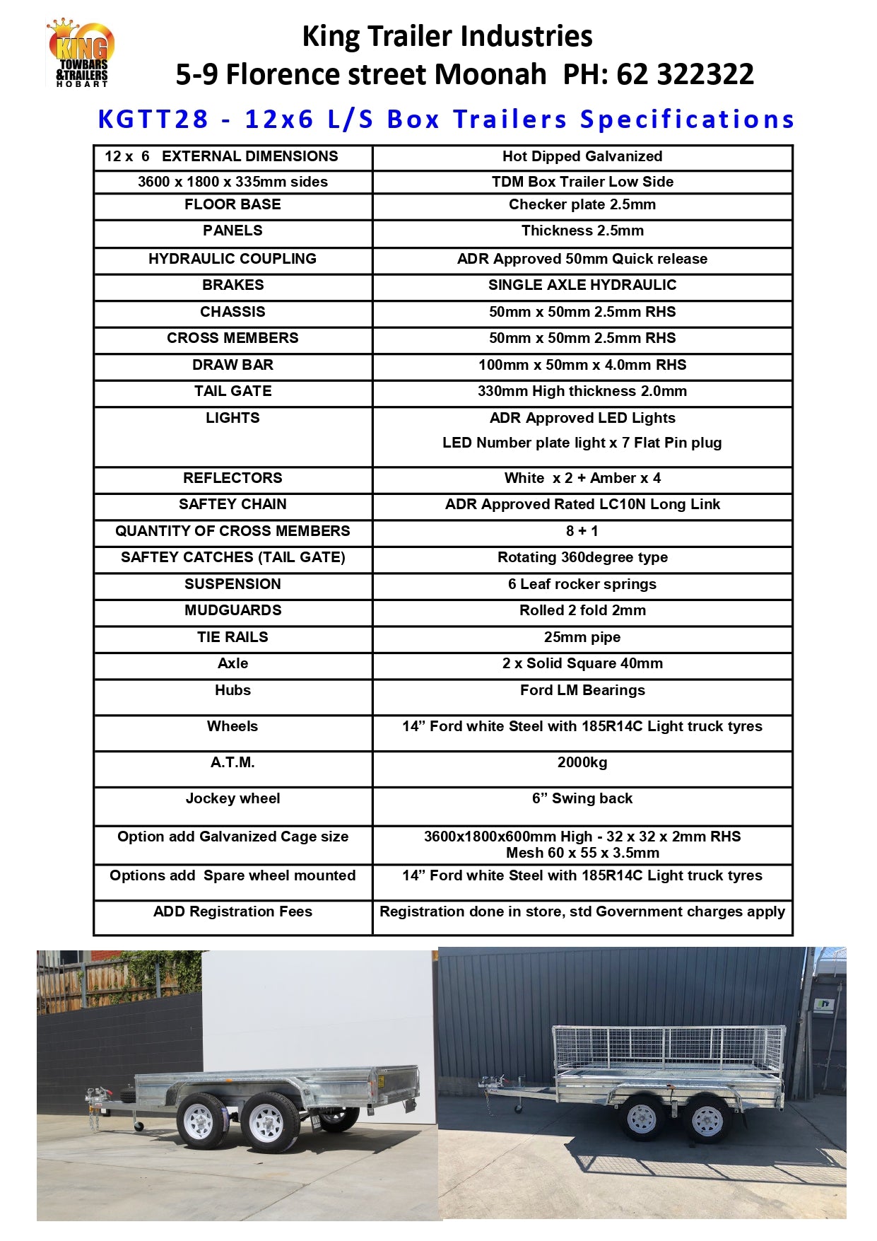 12 'x 6' x 1'1" Sides ATM 2000KG