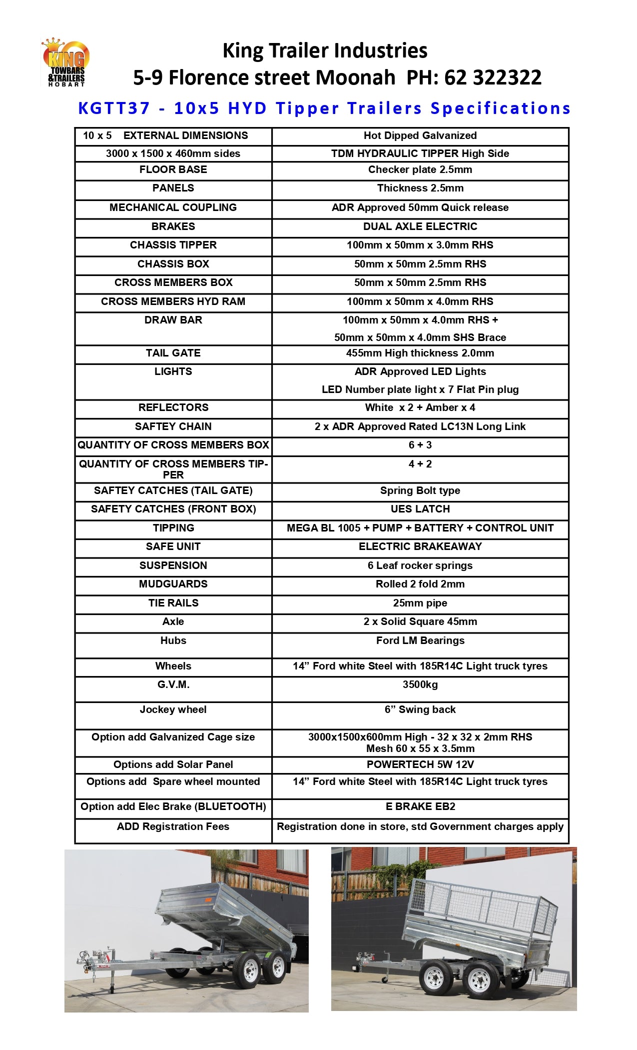 10 ' x 5' x 1'6" Sides ATM 3000KG