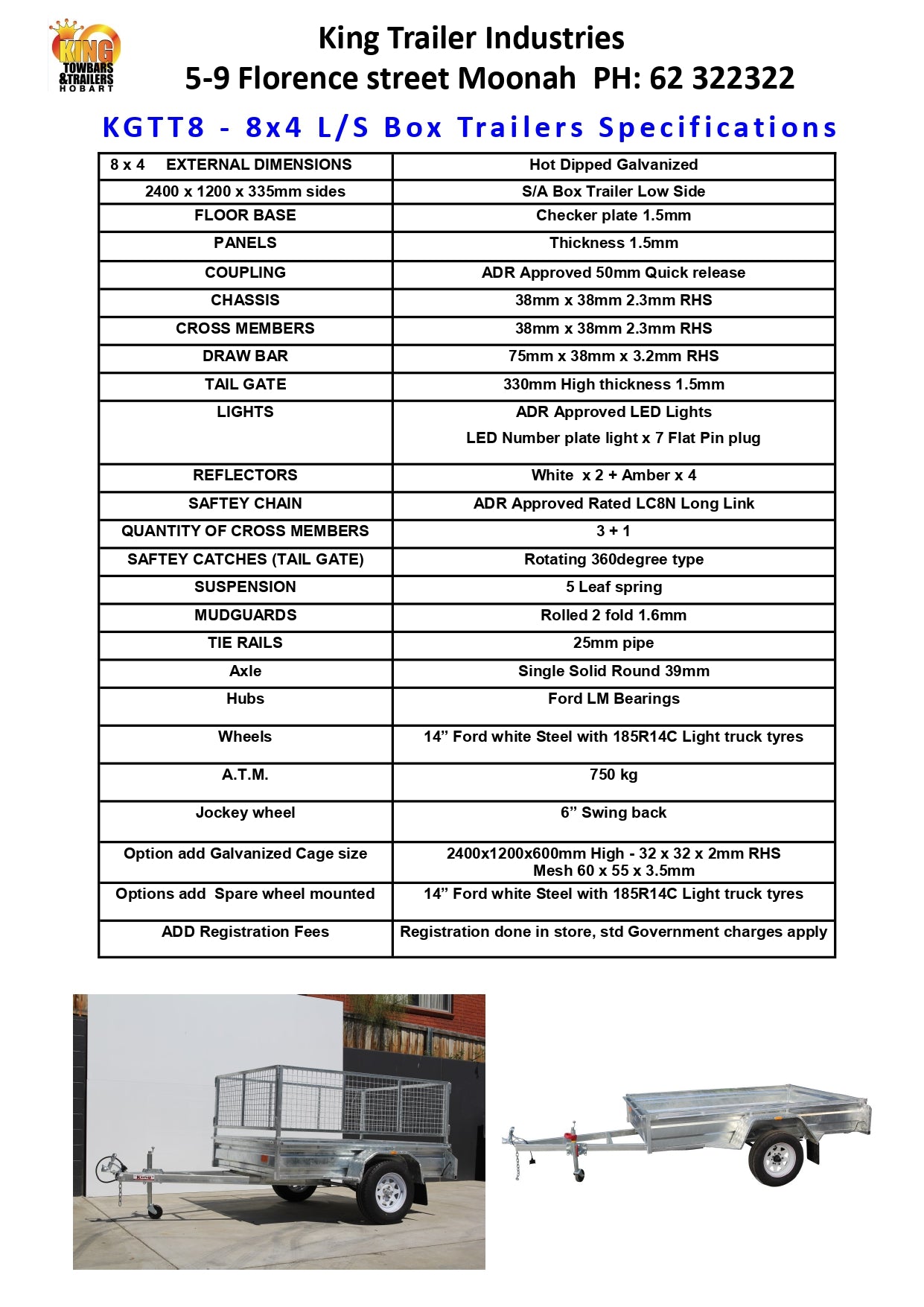 8 ' x 4' x 1'1" Sides ATM 750KG