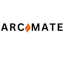ARCMATE logo with a flame icon between the letters on a white background
