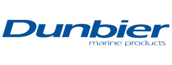 Dunphier marine products logo with blue text on a white background